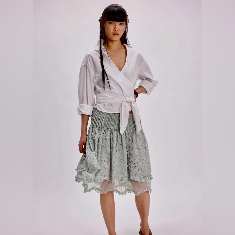 New! Free People Sanderson Midi Skirt in color Sky Gray size XS